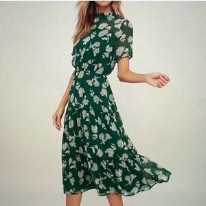 Lulus Floral Green Midi Dress
